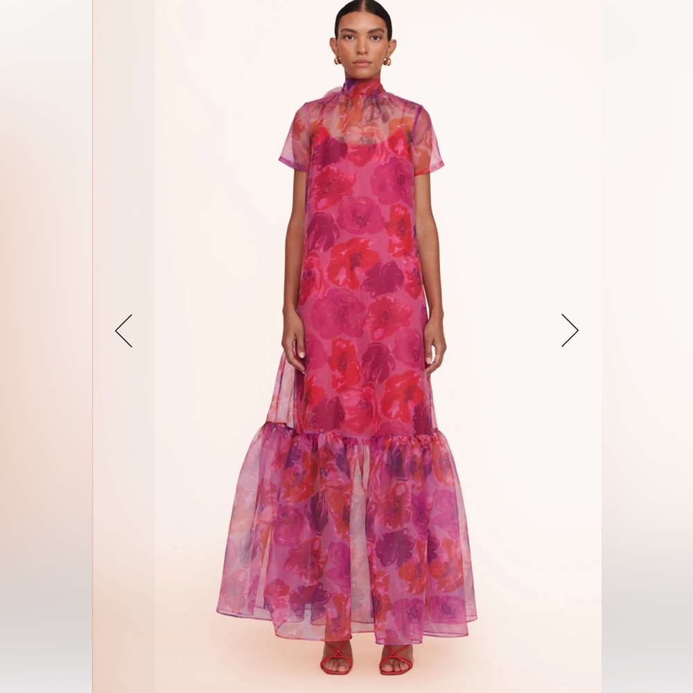 Staud Calluma Dress Magenta Painted Floral Size Small